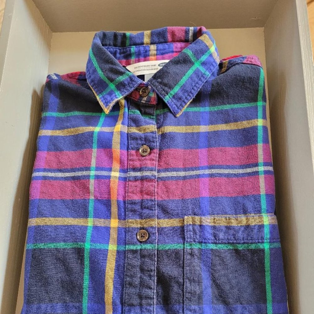 Old Navy The Boyfriend Shirt Flannel Rainbow S/P